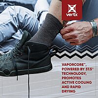 VERTX VaporCore Mens Crew Socks, Merino Wool Moisture Wicking with Odor Control