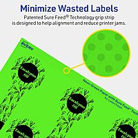Avery Printable Lollipop Labels – Sure Feed Technology, 1-1/2" x 4", Neon Green, Print-to-the-Edge, Laser/Inkjet