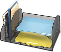 Safco 3264BL Onyx Mesh Desktop Organizer with 2 Vertical, 2 Horizontal Sections, Black