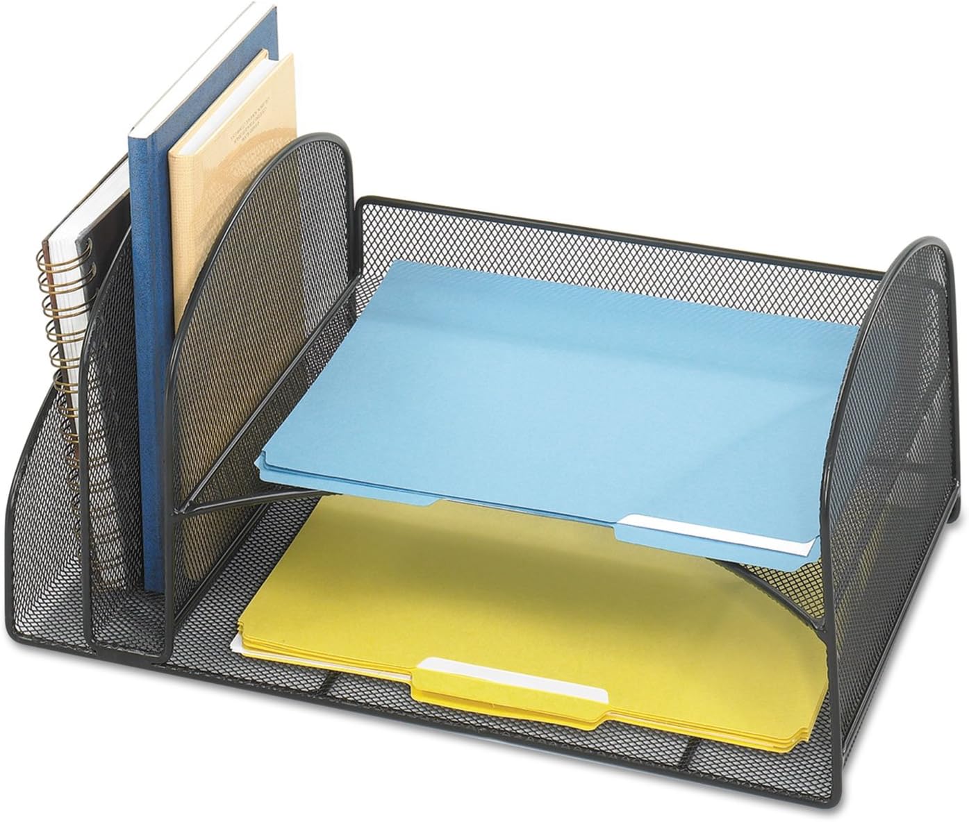Safco 3264BL Onyx Mesh Desktop Organizer with 2 Vertical, 2 Horizontal Sections, Black
