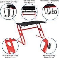 FLASH FURNITURE Gaming Desk and Racing Chair Set with Cup Holder and Headphone Hook