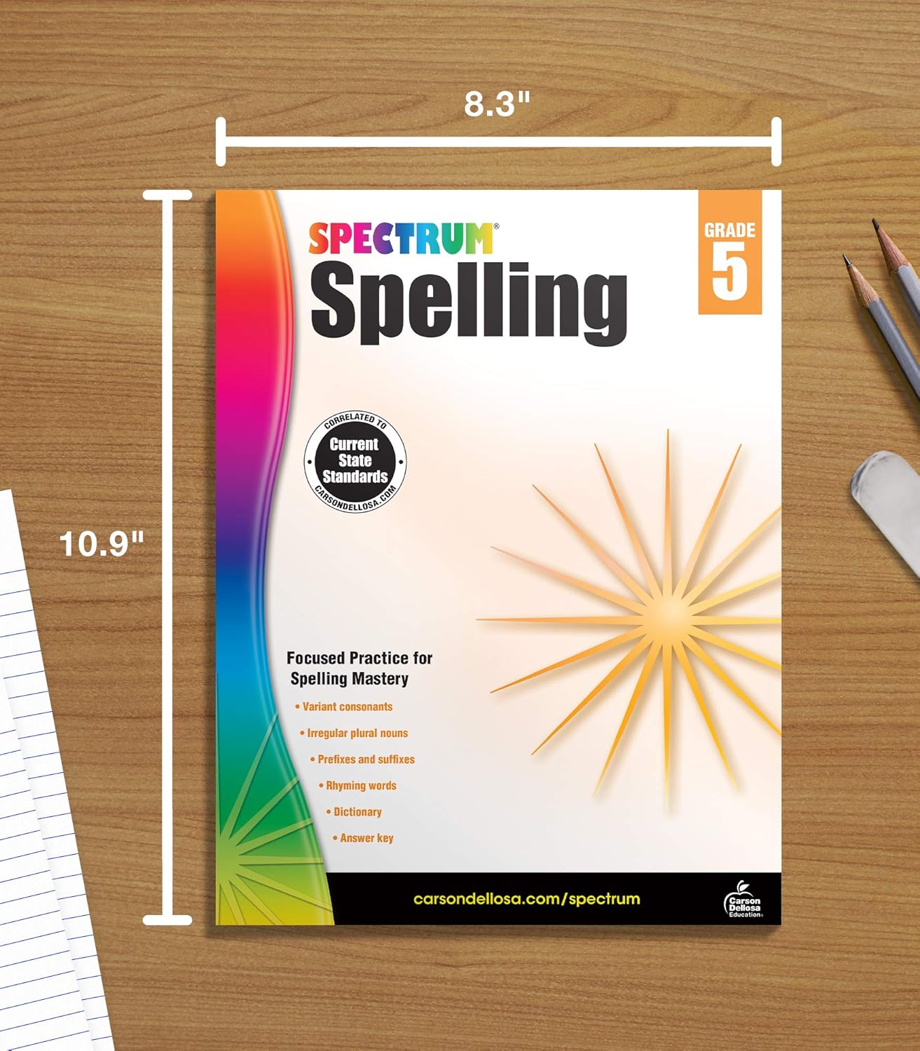 Spectrum Spelling Workbook Grade 5, Ages 10 to 11, 5th Grade Spelling Workbooks, Handwriting Practice with Parts of Speech