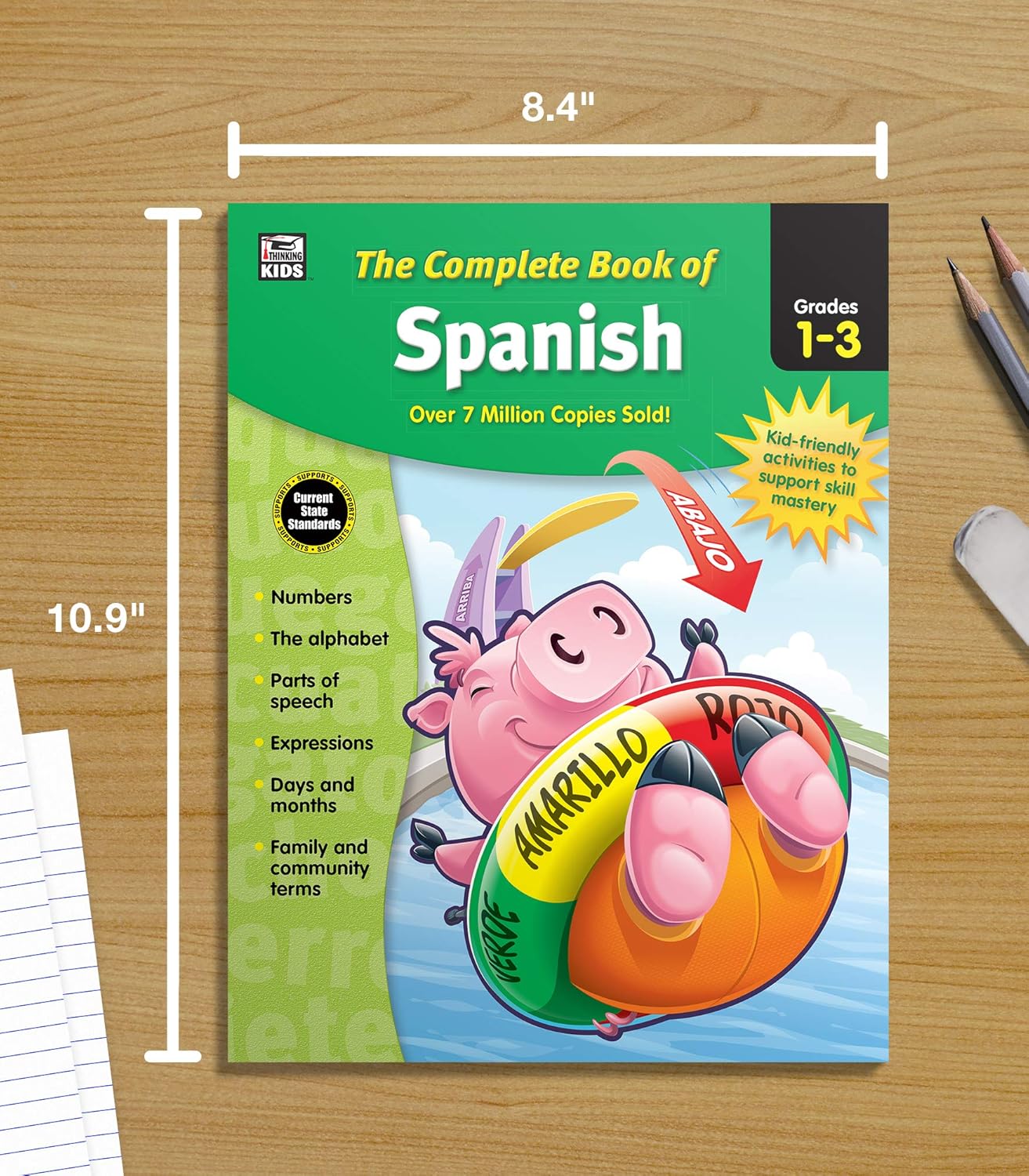 Complete Book of Spanish Workbook for Kids, Grades 1-3 Spanish Learning, Basic Spanish Vocabulary, Alphabet, Numbers, Colors
