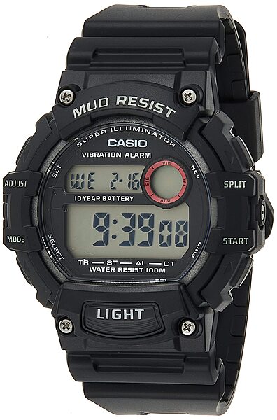 CASIO Mud-Resistant Digital Sport Watch with Resin Strap