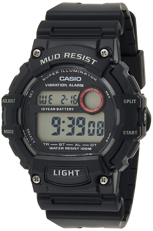 CASIO Mud-Resistant Digital Sport Watch with Resin Strap