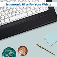 OTM Essentials 22" Foam Keyboard Wrist Rest, Non-Slip Base, Lycra Exterior, Foam Padding Interior, Optimum Wrist Support, Black