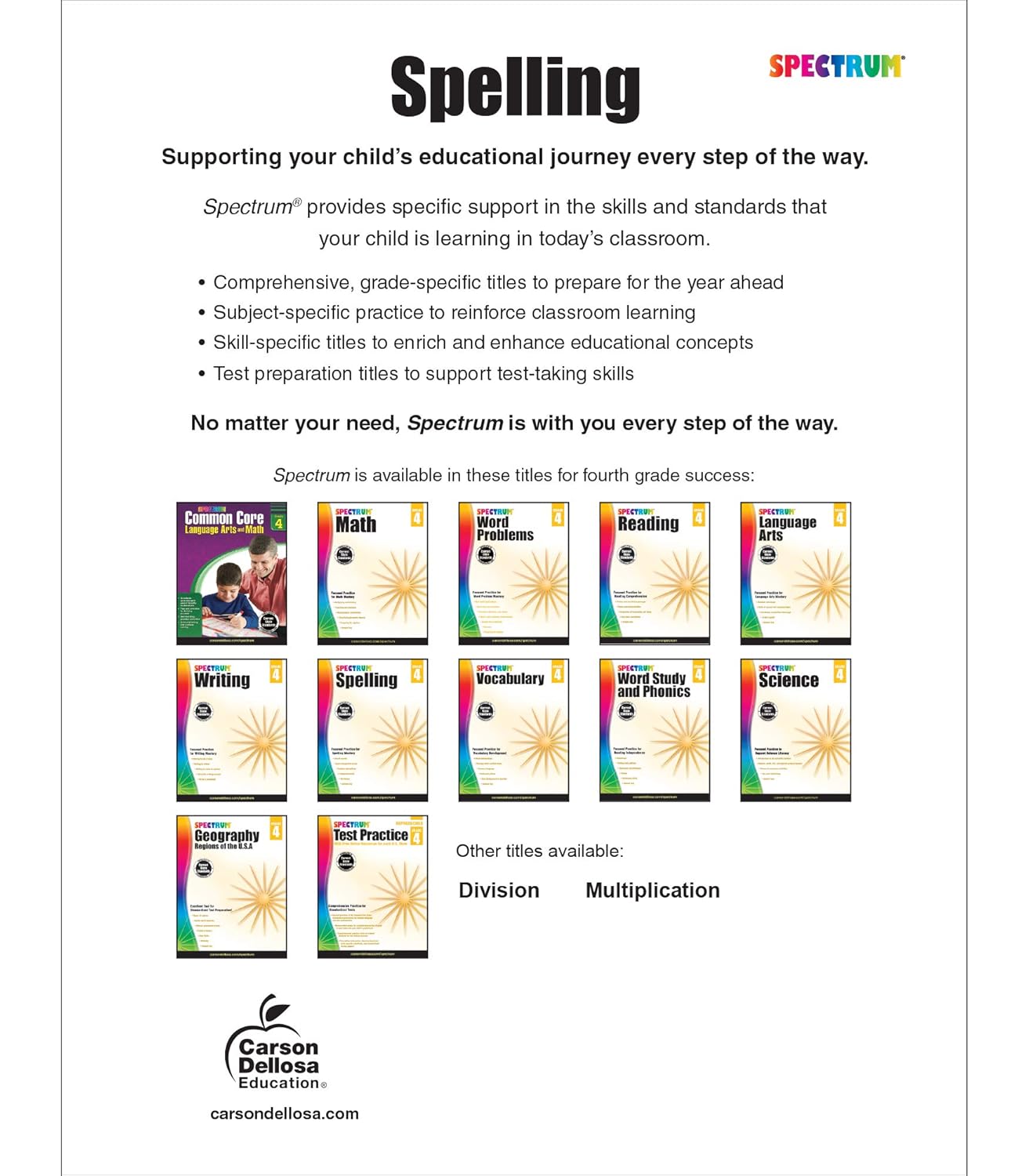 Spectrum Spelling Workbook Grade 4, Ages 9 to 10, 4th Grade Spelling Workbook, Handwriting Practice with Vowels, Diagraphs