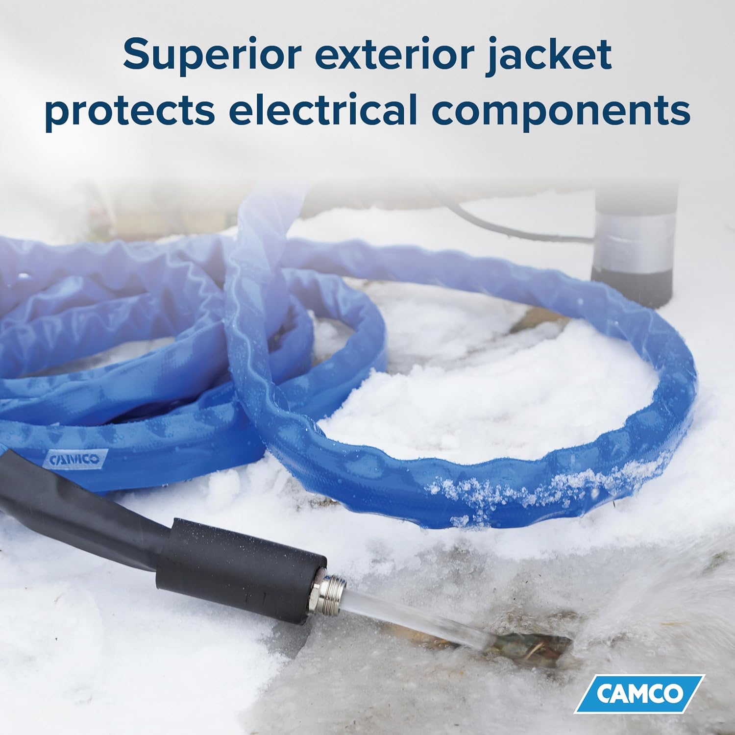 Camco 25-Ft Heated Water Hose for RV - Water Line Freeze Protection Down to -20°F/-28°C