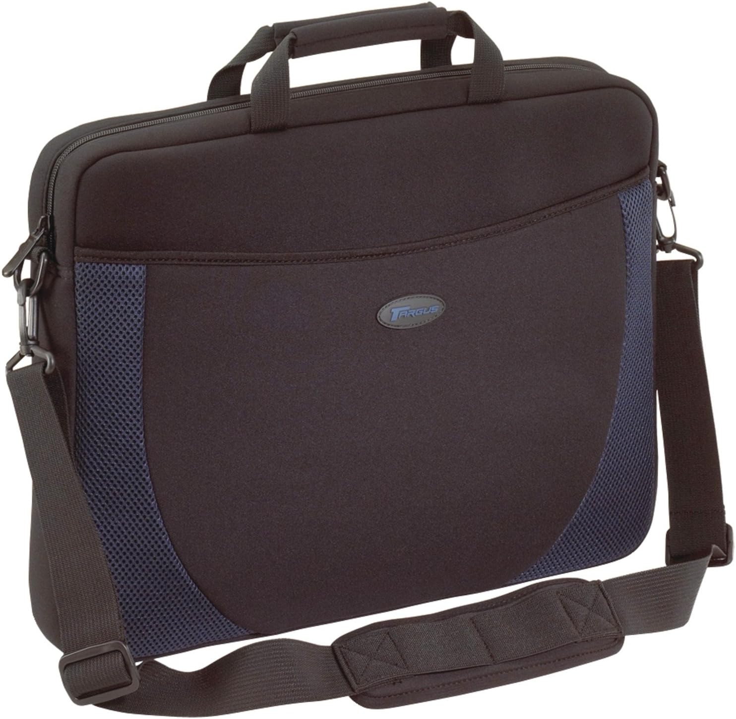 Targus Neoprene Slipcase Sleeve with Shoulder Strap for 17-Inch Laptops, Black with Blue Accents (CVR217)