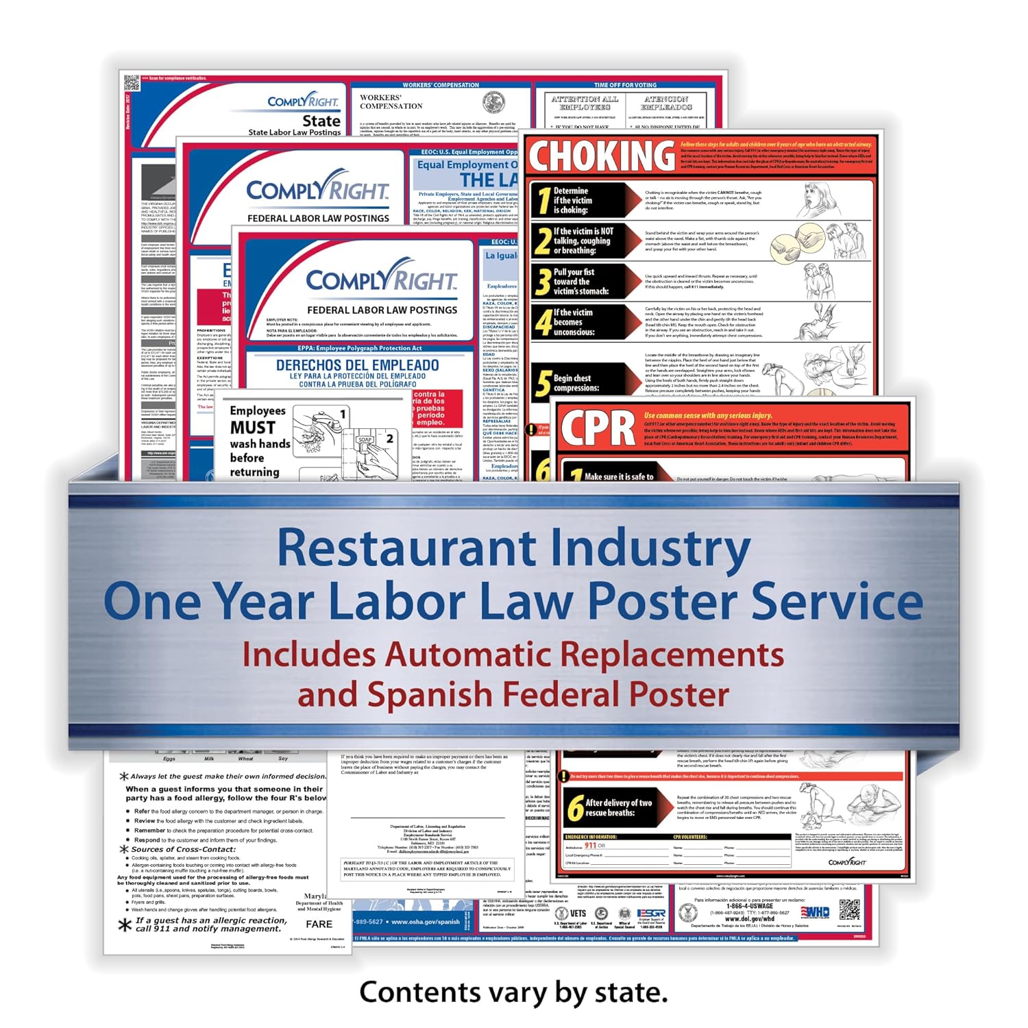 ComplyRight Restaurant Federal (Bilingual) And State (English) Labor Law 1-Year Poster Service, North Dakota