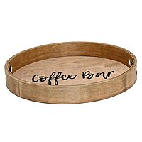 Elegant Designs Decorative Round Wood Serving Tray w/Handles