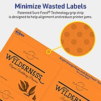 Avery Printable Rectangle Labels, Sure Feed Technology, 3-1/3 x 4, Bright Orange, Laser/Inkjet Printable