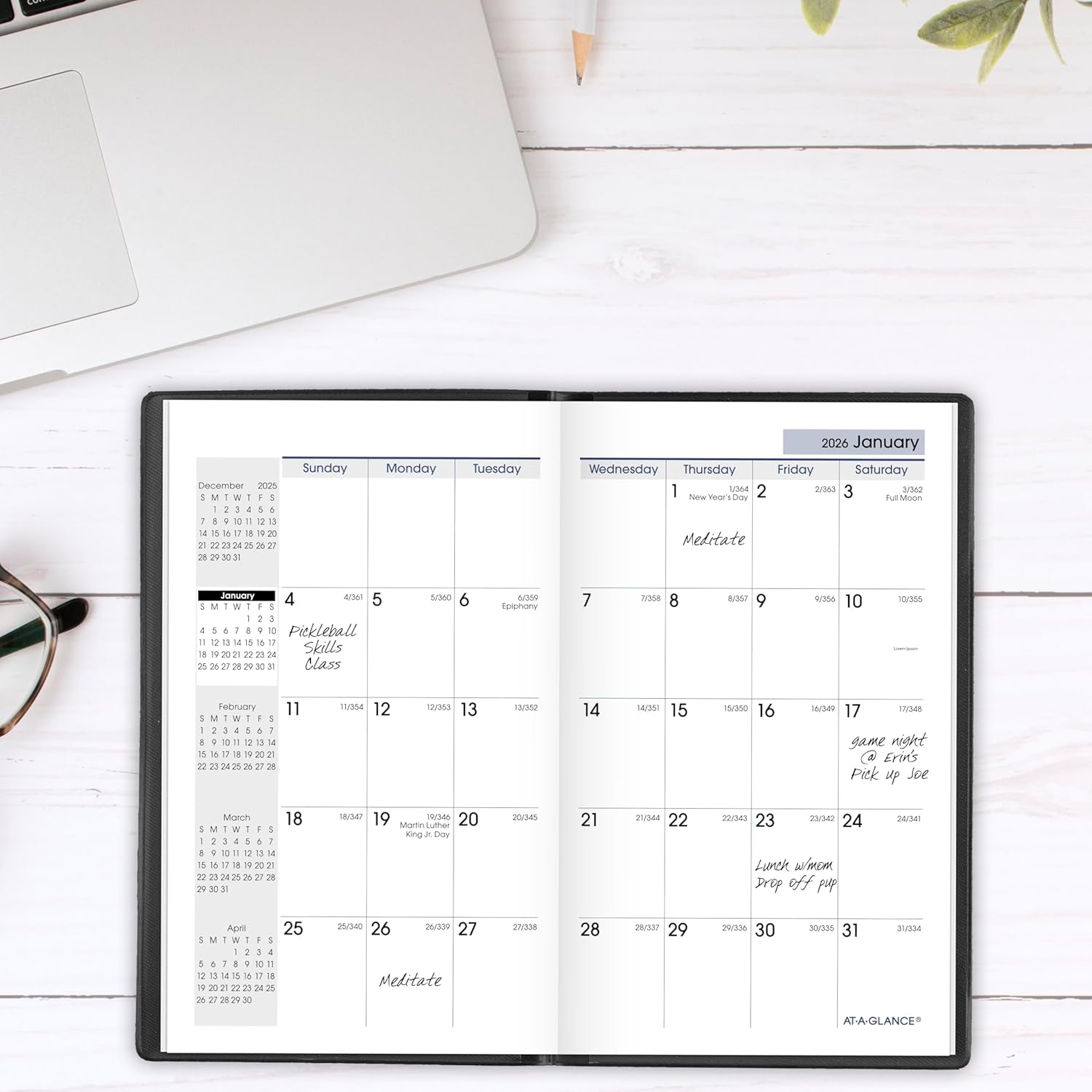 AT-A-GLANCE 2026 Planner, Monthly, 3-1/2" x 6", Pocket Size, DayMinder, Black (SK530026) 2026 New Edition