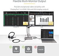 StarTech.com Dual-Monitor USB-C Docking Station, DisplayPort & HDMI or VGA, Multi Monitor Dock up to 4K 60Hz - USB 3.2/3.1 (5Gbps) Type-C Dock - 7X USB Hub, 85W PD, Windows & ChromeOS, TAA