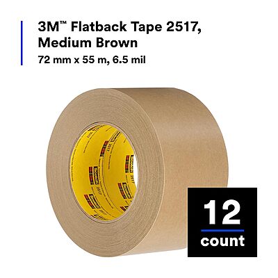 3M Flatback Tape 2517, General Purpose, Kraft Paper Backing, Immediate Initial Tack, Hand Tearable, Removes Easily