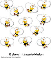 Carson Dellosa 45-Piece Buzz-Worthy Bee Cutouts, Colorful Cardstock Bumblebee Cut Outs for Spring Decor, Party