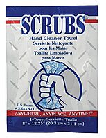 Hand Cleaner Towels, 1-Ply, 12 x 8, Citrus, Blue/White, 100 Packets/Carton