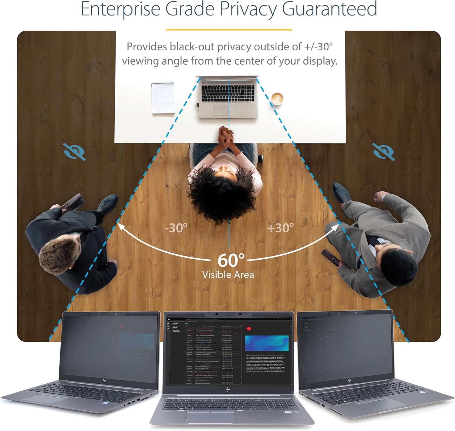 StarTech.com Laptop Privacy Screen for 15.6" Notebook - Magnetic Removable Laptop Display Security Filter