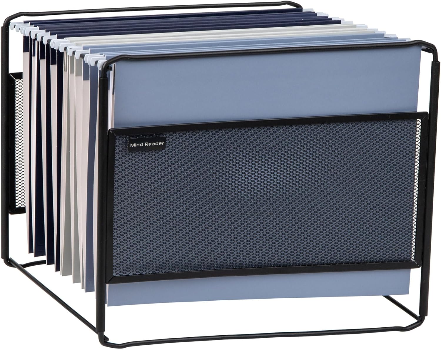 Mind Reader Hanging File Folder Organizer, Desktop Organizer, Metal Mesh, 13" L x 9.75" W x 10.25" H