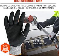 Ergodyne unisex adult Cut Resistant Work Gloves, A3, Surfaces, ANSI A3 Sandy Nitrile Coated Palms for Optimal Grip - of 1 US