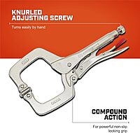 Crescent Locking C-Clamp with Swivel Pad Tips - Heavy-Duty Adjustable Clamp with Hex Key Recess & Compound Action