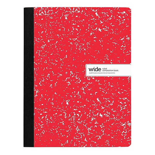 Office Depot® Brand Composition Notebook, 9-3/4" x 7-1/2", Wide Ruled, 100 Sheets, Red