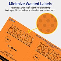 Avery Printable Rectangle Labels, Sure Feed Technology, 5" x 3.5", Bright Orange