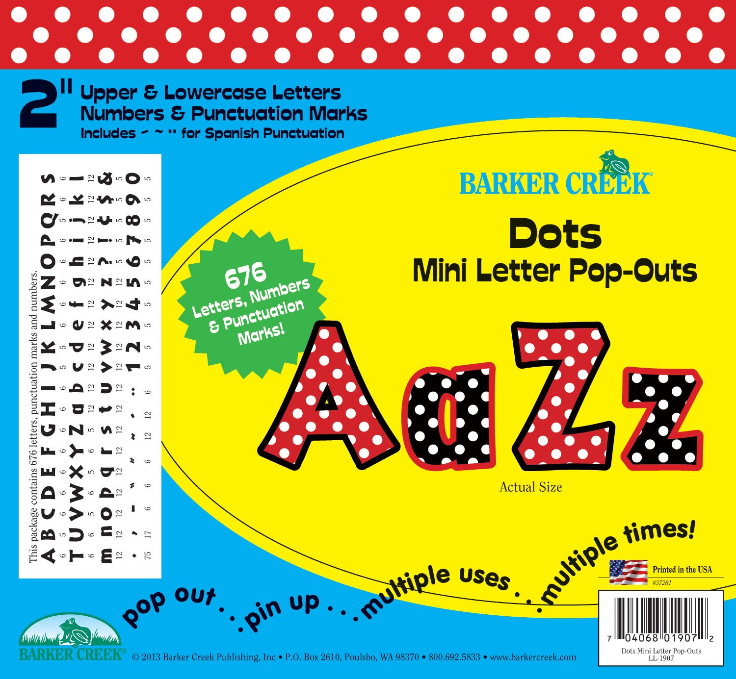 BARKER CREEK Letter Pop-Outs, 2" Die-Cut Cardstock Letters, Set of 676