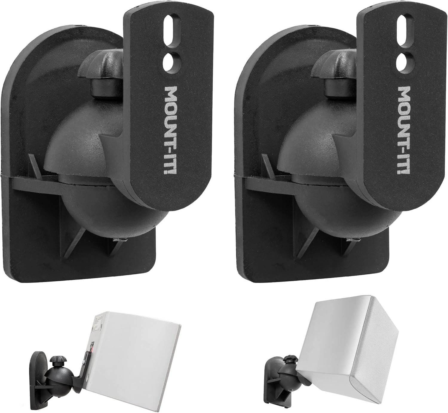 Mount-It! Speaker Wall Mount Full Motion Brackets for Surround Sound Satellite Ceiling and Bookshelf Speakers, 2 Mounts