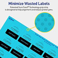 Avery Printable Square Labels, Sure Feed Technology, 1-1/2" x 1-1/2", Bright Blue, Print-to-The-Edge, Laser/Inkjet Printable