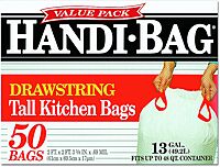 Webster 50% Recycled Drawstring Trash Bags, 13 Gallons, 24in x 27in, White, Box Of 50