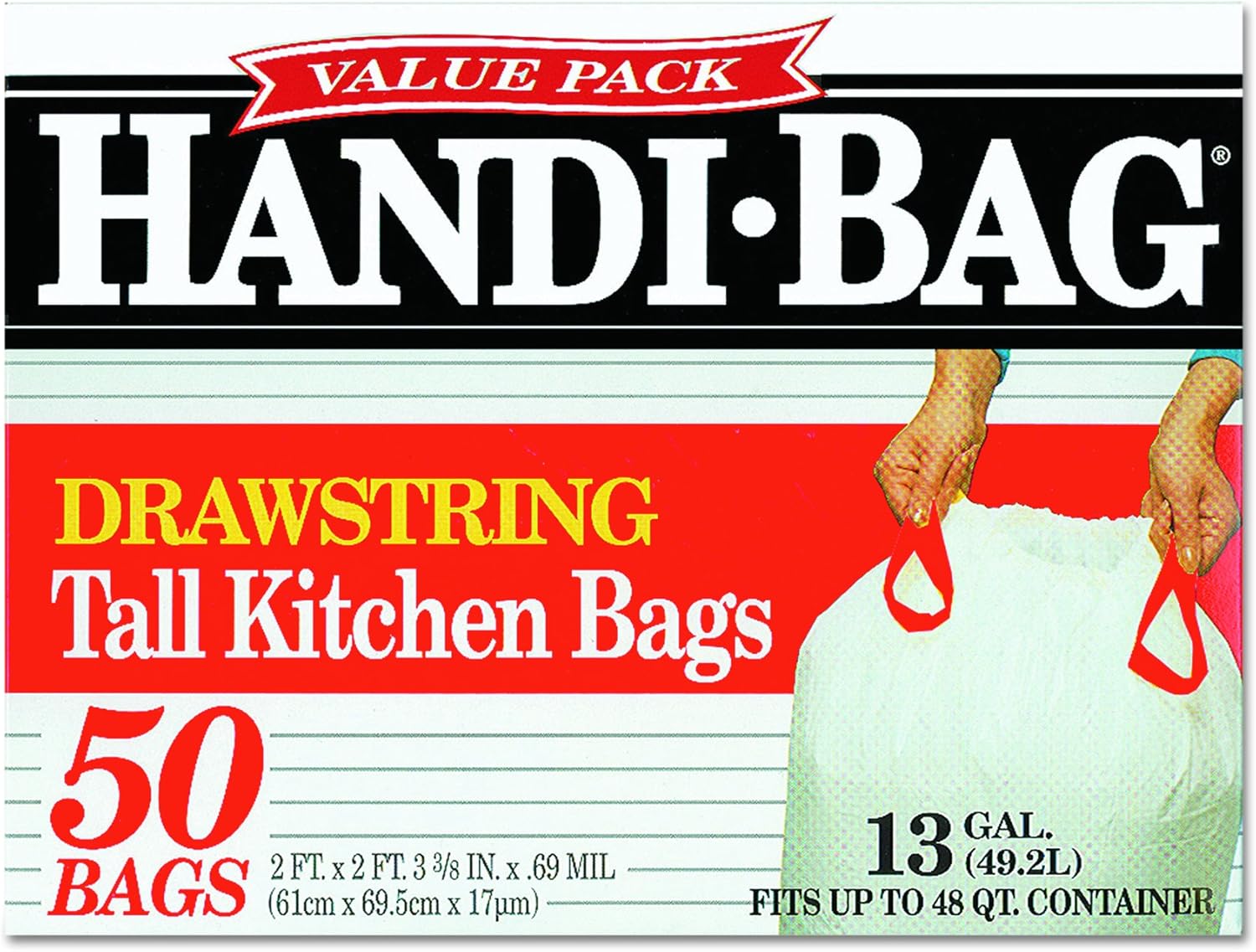 Webster 50% Recycled Drawstring Trash Bags, 13 Gallons, 24in x 27in, White, Box Of 50