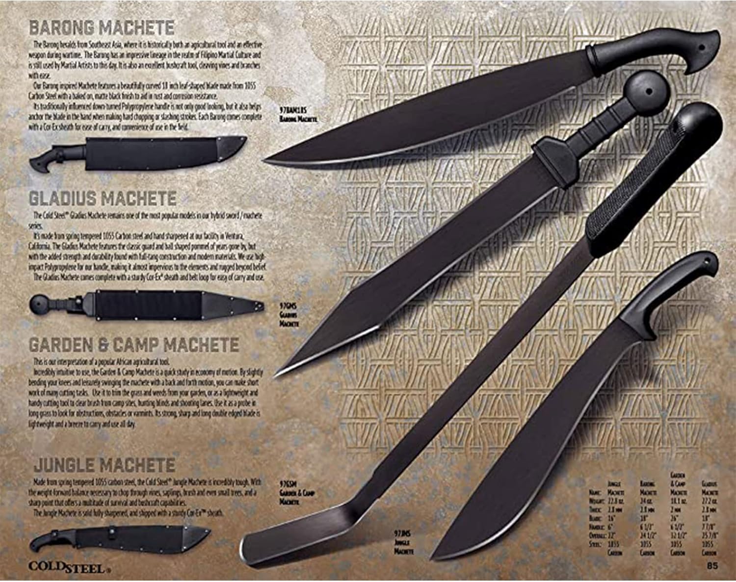 Cold Steel All Purpose Tactical Machete with Sheath, Great for Clearing Brush, Survival, Camping and Outdoor Activities