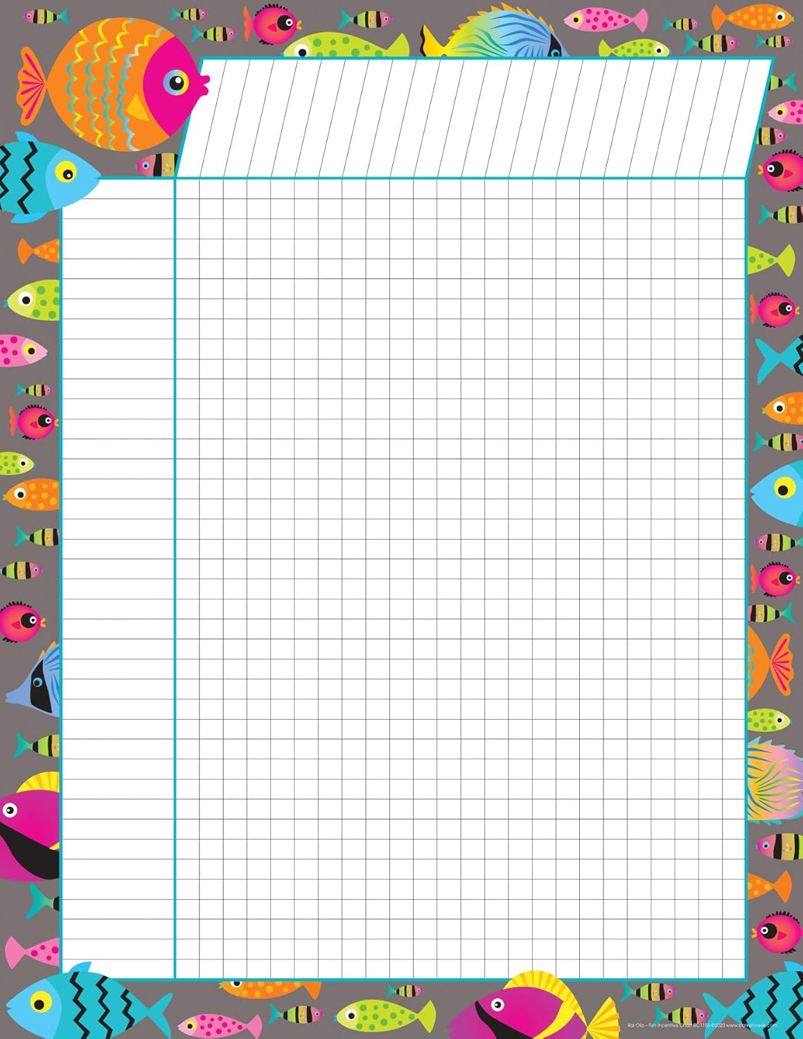 Barker Creek Kai Ola Incentive Chart Set of 4, Four Coordinating Incentive Charts in Colorful Tropical Sea Life Designs