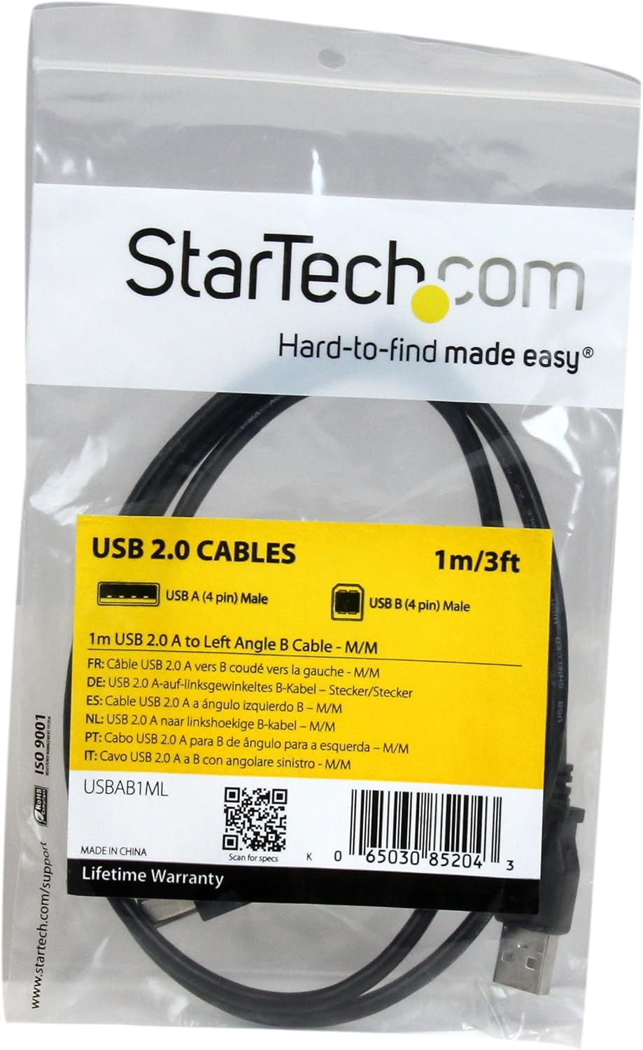 StarTech.com USB 2.0 A to Angled B Cable
