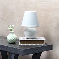 SIMPLE DESIGNS LT2008 Mini Ceramic Globe Table Lamp with Fabric Shade