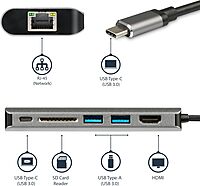 STARTECH.COM USB-C Multiport Adapter and Dock with 4K HDMI, Gigabit Ethernet, SD and USB 3.0