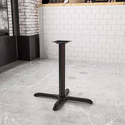 Flash Furniture Beverly 23.75" x 30" Restaurant Table X-Base with 3" Diameter Table Height Column, Commercial X-Base Cast Iron Table Base, Black Classic