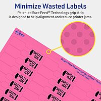 AVERY Printable Barbell Labels, Sure Feed Technology, 1/2" x 2-1/2", Bright Pink