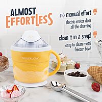 Nostalgia Electric Ice Cream Maker - Old Fashioned Soft Serve Ice Cream Machine Makes Frozen Yogurt - 1.5 Quart Tan