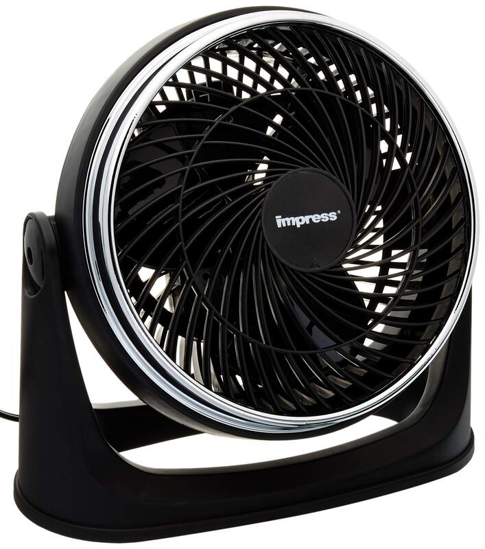 Impress IM-718TC 3-Speed 8-inch Turbo Velocity Table Fan, Black