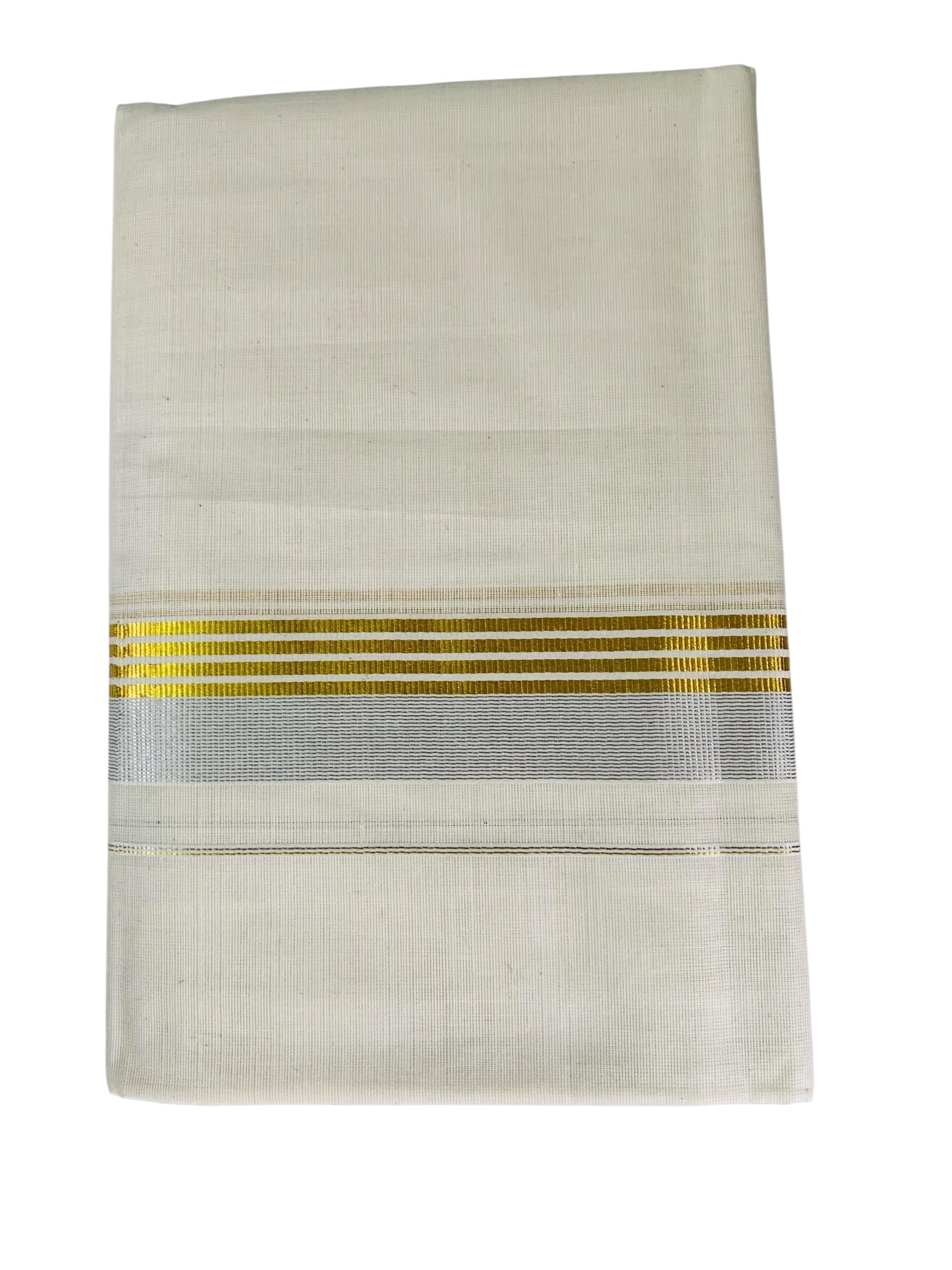 Kuthampully Men's Kerala Kasavu Dhothi Cotton | Golden Kerala Kasavu Mundu | Plain Cotton Dhoti For Men | Traditional South Indian Kasavu Mundu | EKM-886 | Pack -1