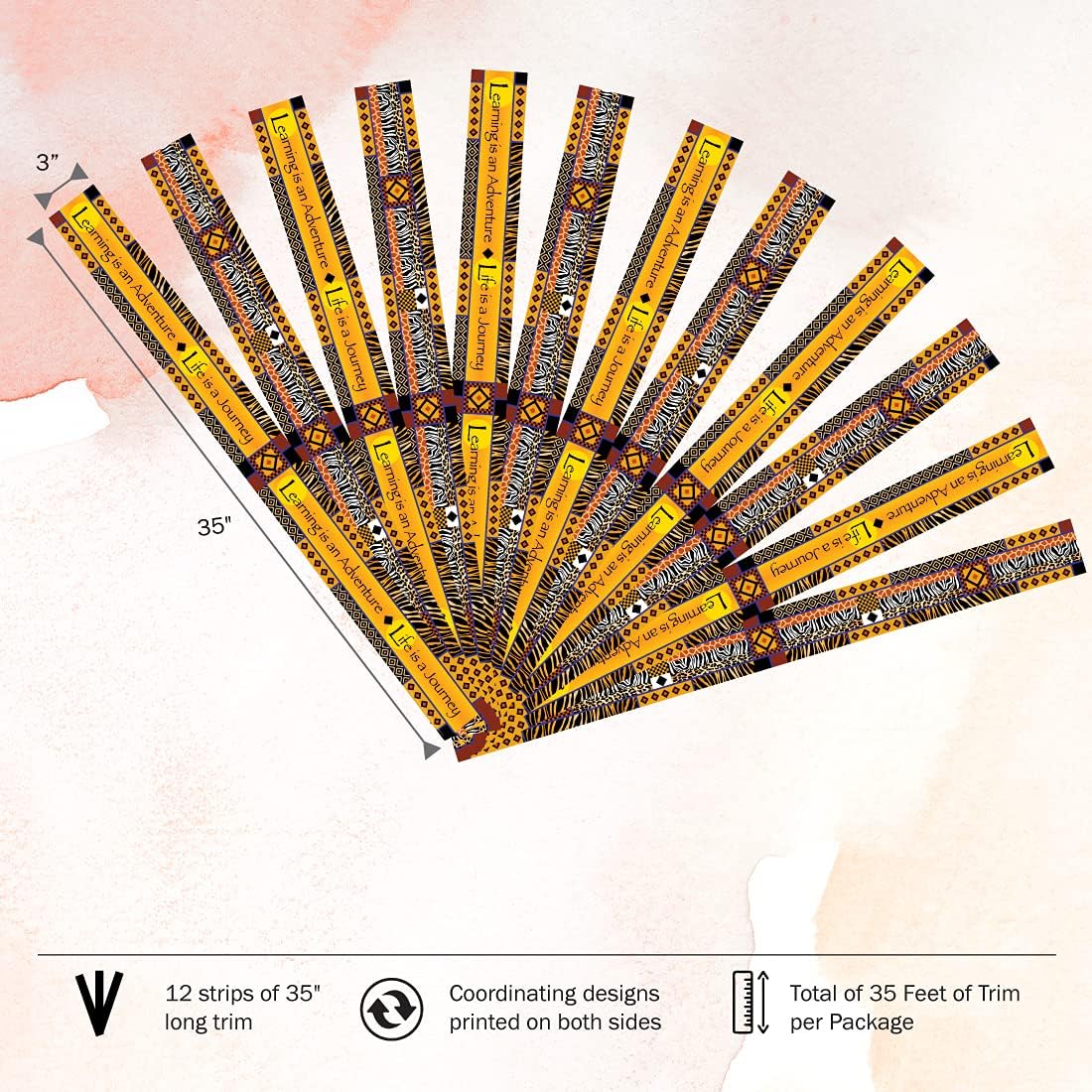 Barker Creek Double-Sided Border, Africa, for Bulletin Boards, Reception Areas, Halls, Break Rooms, Office, School