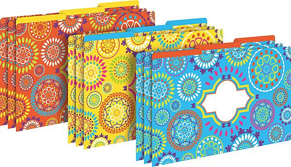 Barker Creek Legal-Size Designer File Folders, Moroccan, Multicolor, Replace Bland and Boring with Bright and Beautiful Legal File Folders, 1/3 Cut Tabs, 9 Folders in Pkg, 3 Each of 3 Designs (2501)
