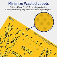 Avery Printable Rectangle Labels, Sure Feed Technology, 5" x 8-1/8", Bright Yellow, Laser/Inkjet Printable