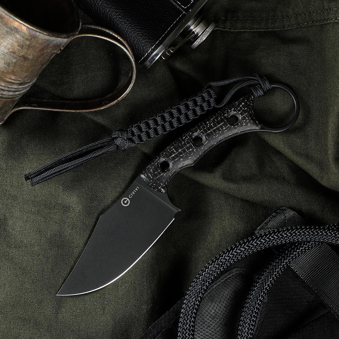 CIVIVI Midwatch Fixed Blade Knife, 3.39" Bohler N690 with Kydex Sheath