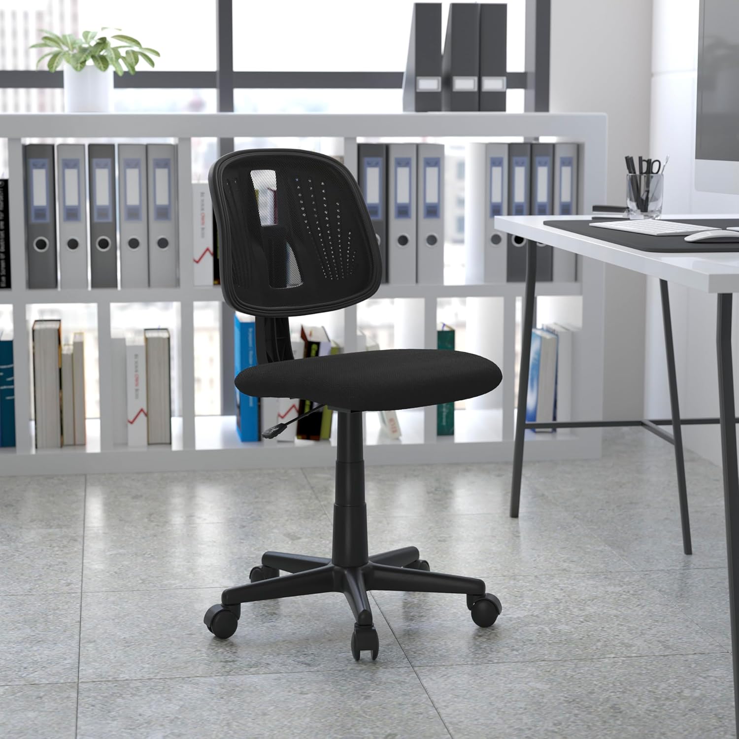Flash Furniture Flash Fundamentals Mesh Mid-Back Swivel Task Office Chair with Pivot Back
