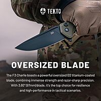 F3 Charlie Button Lock Folding Knife, Fine Edge Blade, Tactical OD Green G10 Handle