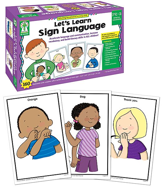Key Education 160 American Sign Language Flash Cards for Kids, ASL Flashcards for Preschool, Kindergarten, 1st and 2nd Grade Learners With Signing Illustrations