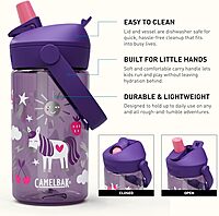 CAMELBAK Thrive Flip Straw Kids Bite Valve Water Bottle 14oz Tritan Renew